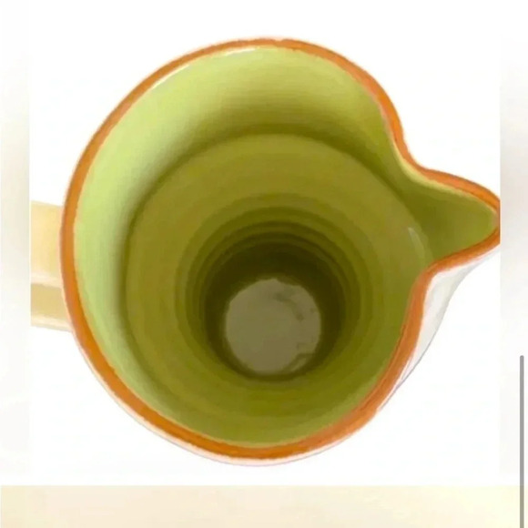 Vietri Cucina Fresca Glazed Pitcher. Made In Italy. Cream exterior/sage interior - Picture 6 of 8